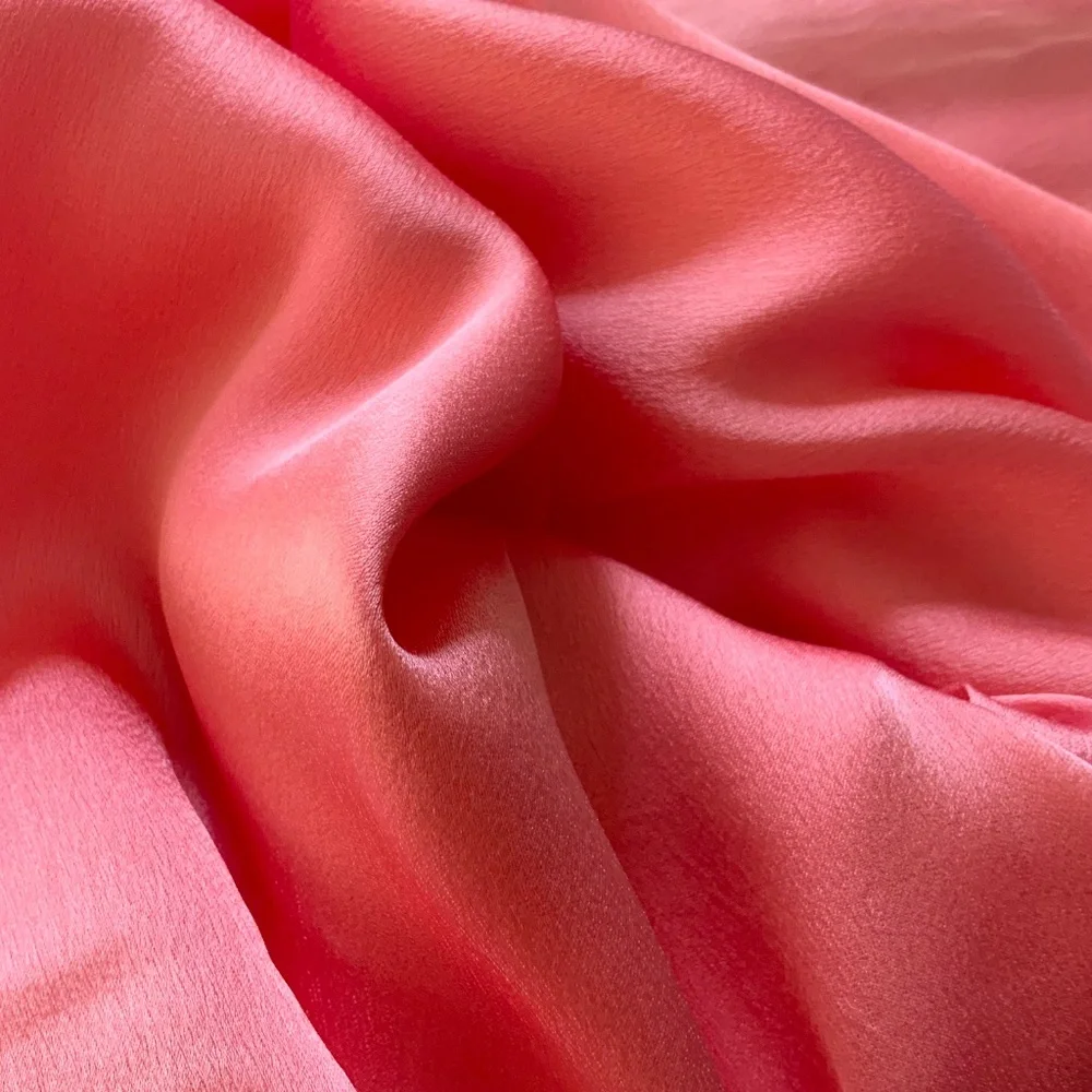 100% SILK SATIN Coral Pink Red Large Shawl Scarf Wrap Wedding Bridesmaid CoverUp